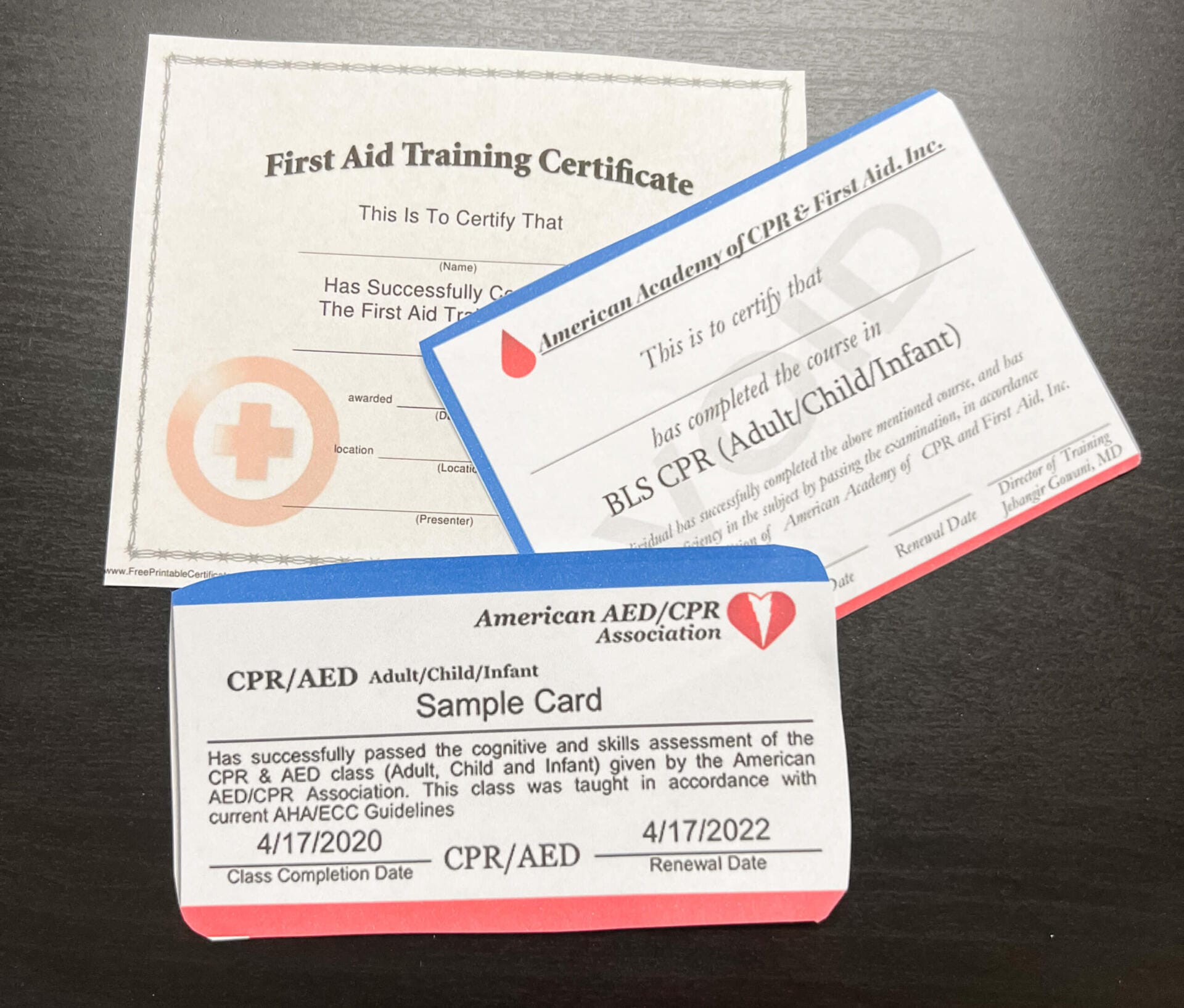 Examples of not AHA certifications